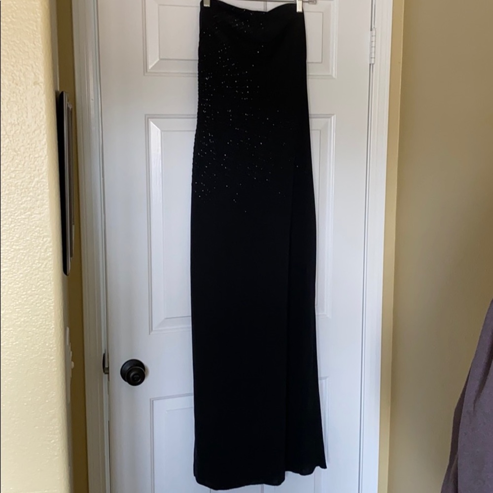 Black strapless dress